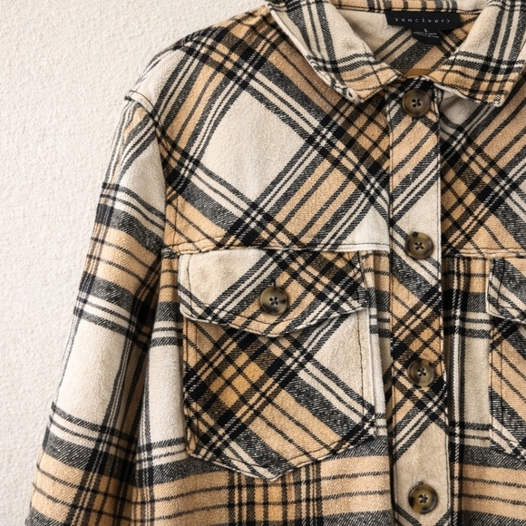 NWOT Anthropologie Sanctuary Girlfriend Utility Shirt Jacket In Toffee - Picture 3 of 9